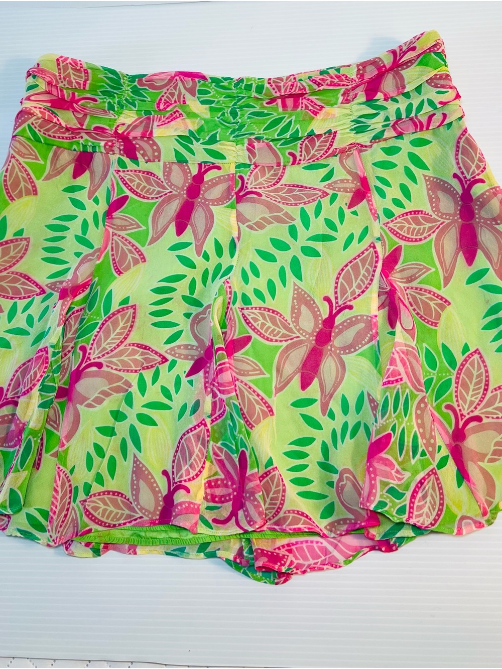 Rare Lilly Pulitzer VTG White Label Silk Butterfly Fit And Flare Skirt Size 10